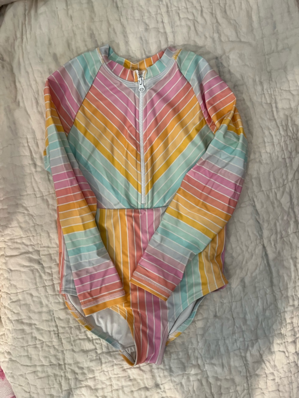 Hanna Andersson striped swimsuit. Size 6-7.